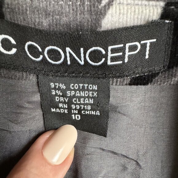 2/$18 SALE! C Concept Trench Coat Womens M Corduroy Black Gray 70s Style Trench - Picture 8 of 9